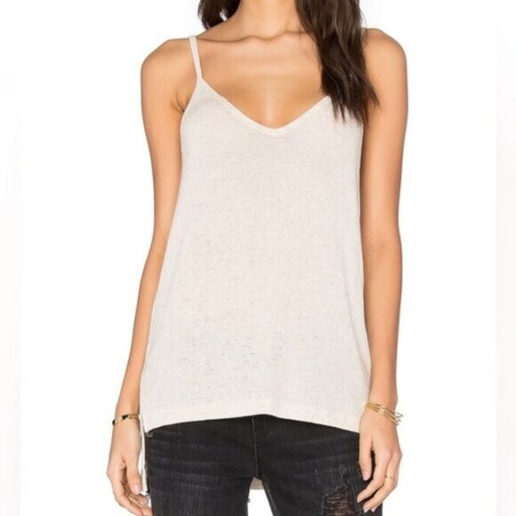 Revolve LNA Cabo Tank Top V-neck Side Slit Scour Taupe Knit V-neck Size Small - Picture 3 of 14